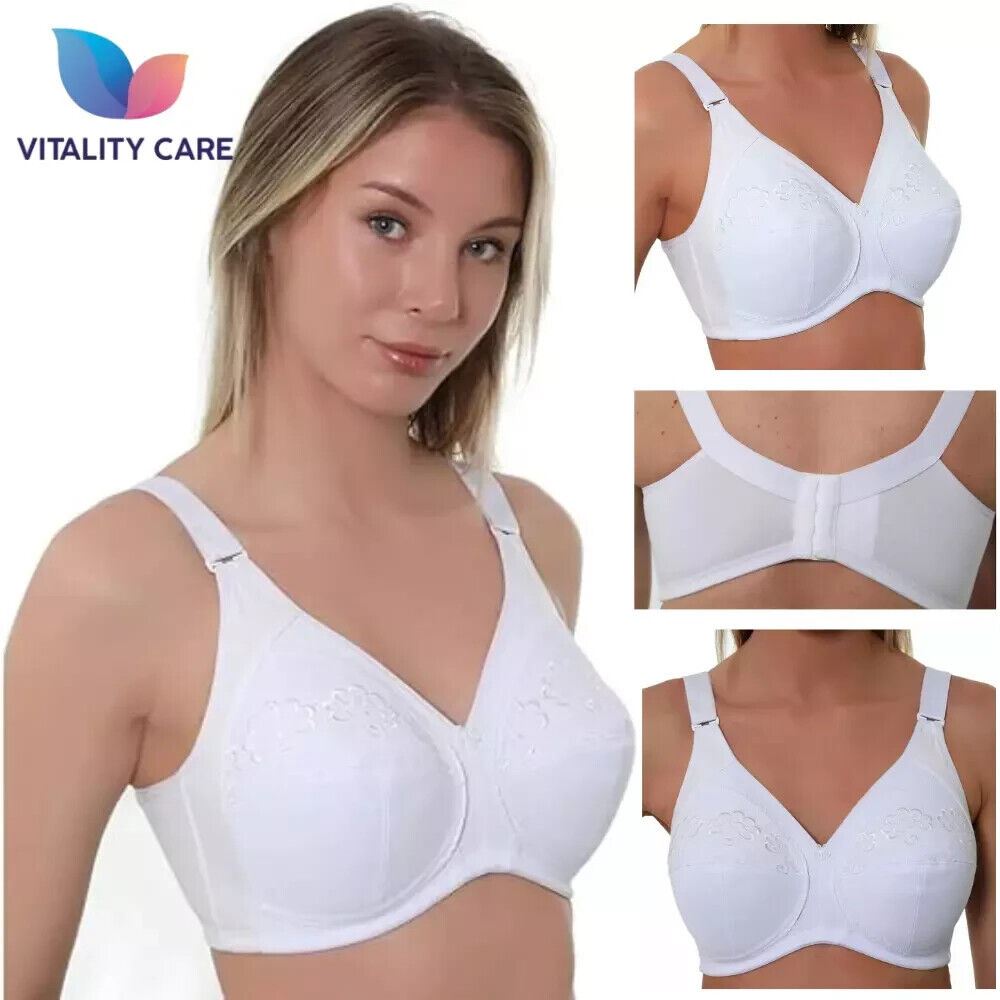 Ladies Plus Size Cotton Rich Full Cup Bra Non Wired Non Padded by Vitality Care