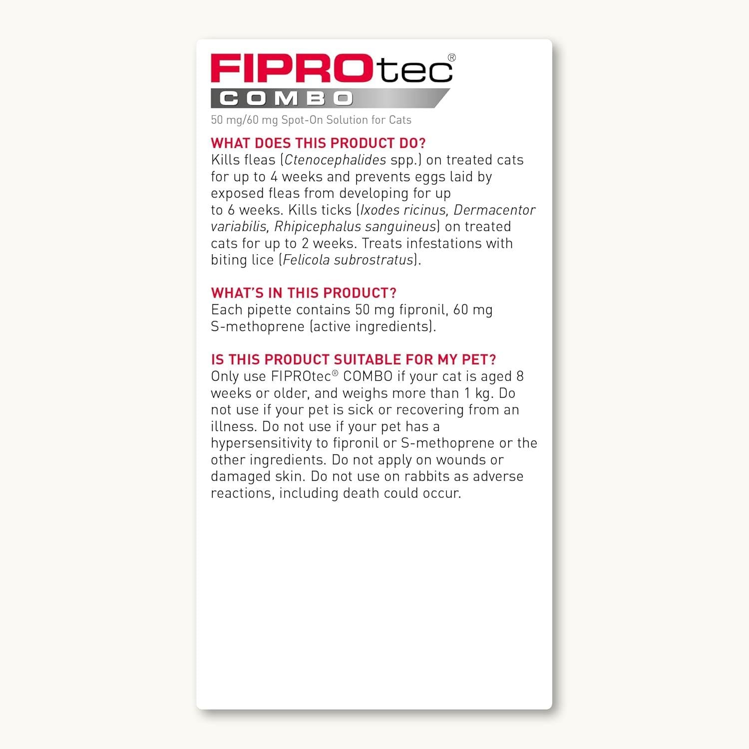 Beaphar FIPROtec COMBO Dog/Cat Flea and Tick Treatment Spot On Solution Effectiv