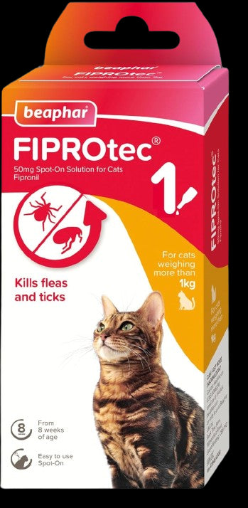 BEAPHAR Spot On Flea Tick Treatment CAT & DOG S M L XL - 1 4 6 Pipettes FIPROTEC