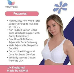 Ladies Plus Size Cotton Rich Full Cup Bra Non Wired Non Padded by Vitality Care
