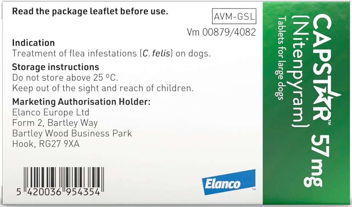 Capstar Flea Treatment Tablets for Dogs over 11kg Kills Fleas Fast 6 Tablets