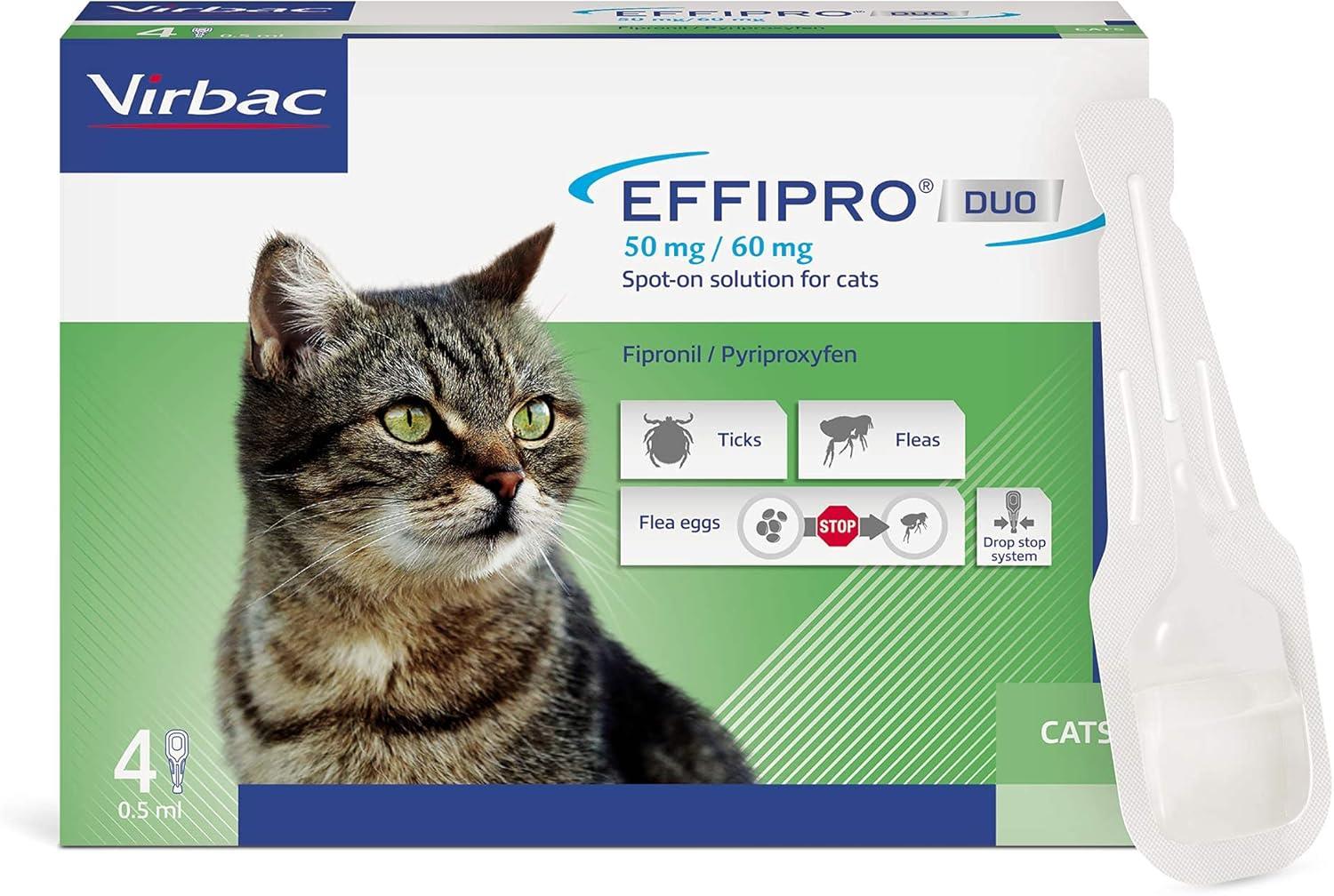 Effipro Duo Spot on Solutions For Cat S M L XL Dog 4 Pipettes per Pack