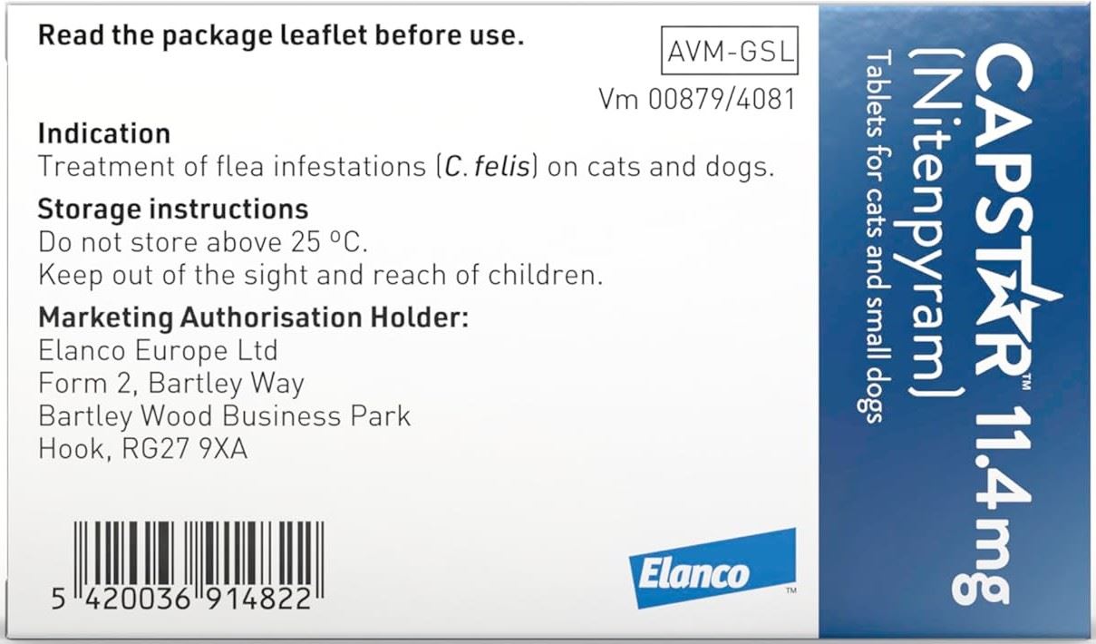 Capstar Flea Treatment Tablets for Dogs over 11kg Kills Fleas Fast 6 Tablets