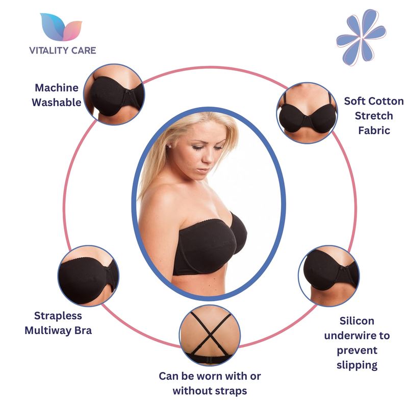 Vitality Care Strapless Multiway Crossover Halterneck Underwired Bra 34-42, A-DD