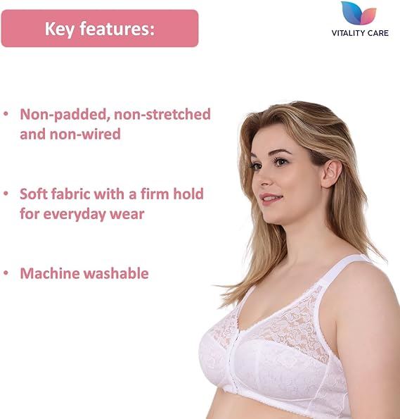 Front Fastening Bra Cotton Rich Ladies Non Wired Firm Support Plus Size Bras, UK
