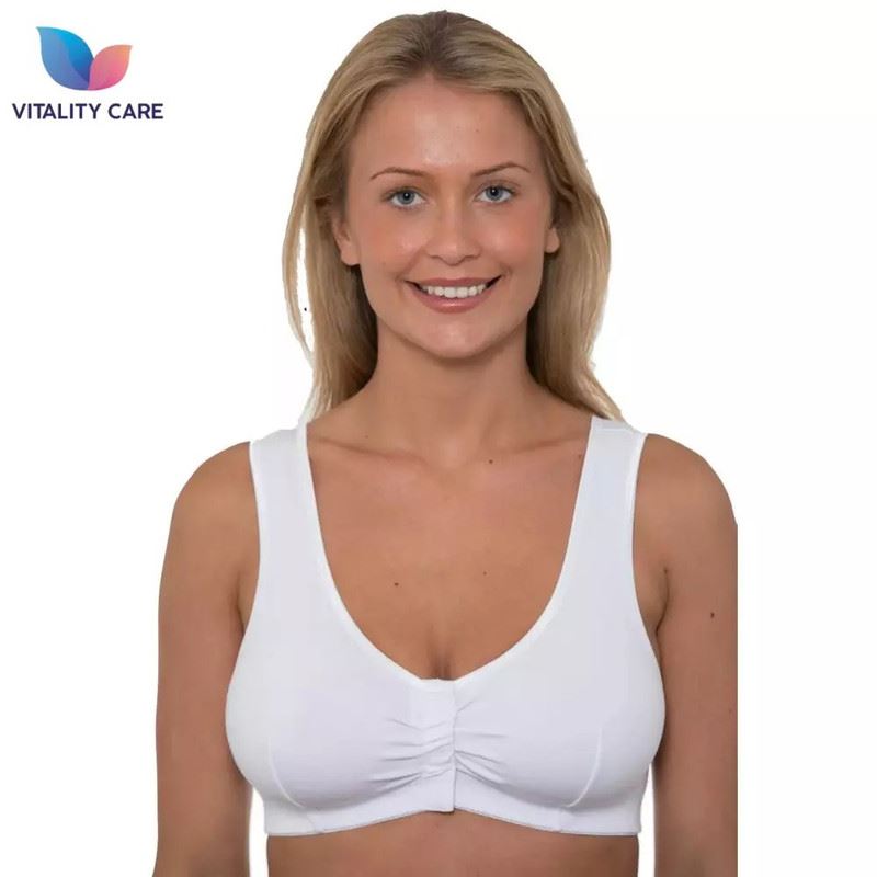 Ladies Front Fastening Bra Self Fastener Non Wired Plus Size Cotton VitalityCare