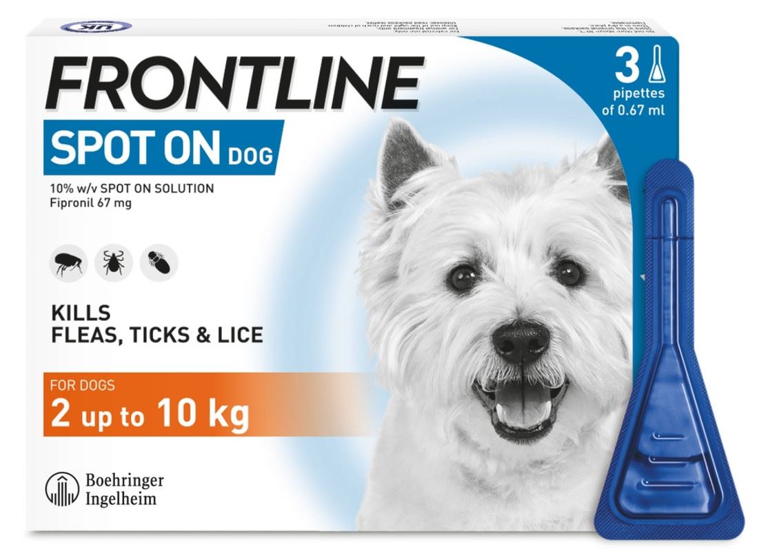 FRONTLINE SPOT ON Flea & Tick Treatment for Cat, Small (2-10kg), Medium Dog (10-20kg) and Large Dog (20-40kg) 1, 3, 6 Pipette Packs