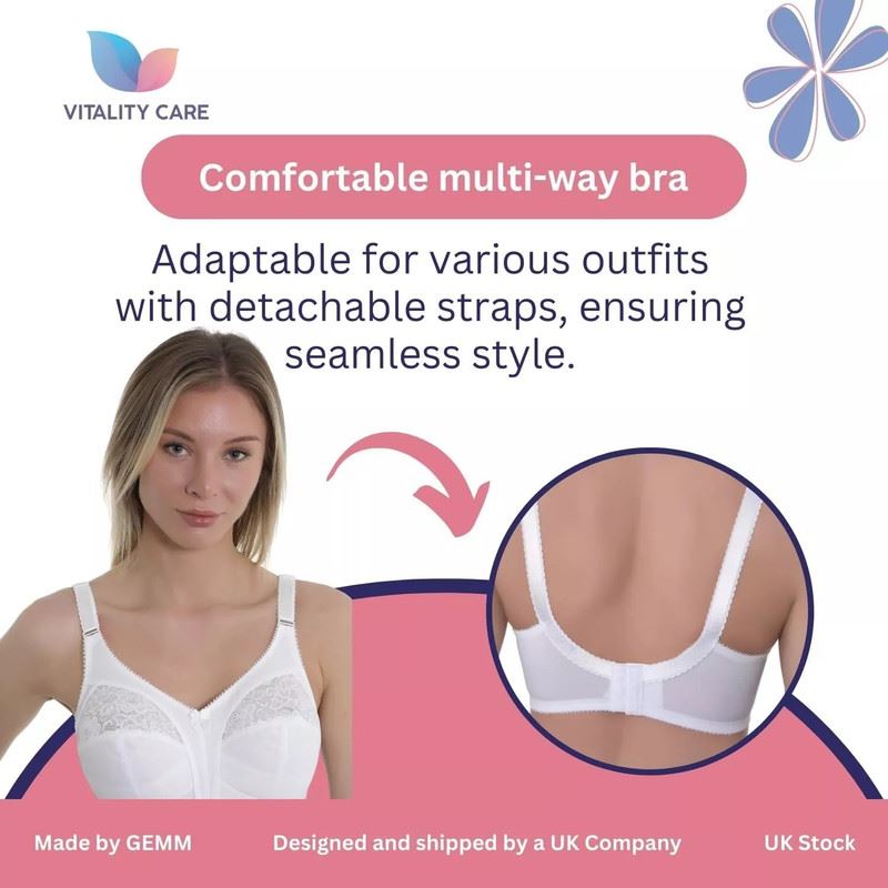 Ladies Full Cup Bra Non Wire Full Firm Support Lace Trim Plus Size Vitality Care