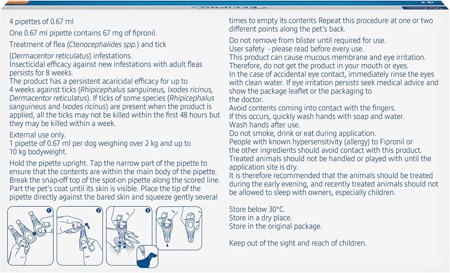 Effipro Spot On Flea Treatment AVM-GSL For Pets Cats & Dogs 4 Pipettes With Fipronil