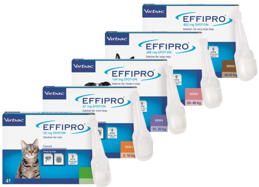 Effipro Spot On Flea Treatment AVM-GSL For Pets Cats & Dogs 4 Pipettes With Fipronil