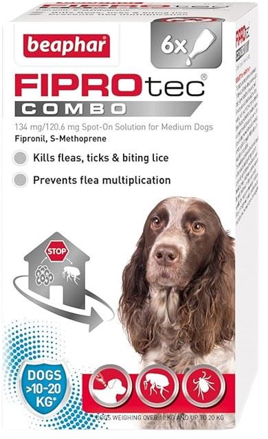 Beaphar FIPROtec COMBO Dog/Cat Flea and Tick Treatment Spot On Solution Effectiv