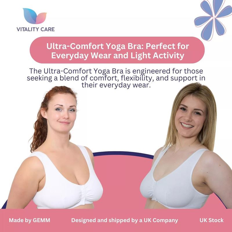 Ladies Front Fastening Bra Self Fastener Non Wired Plus Size Cotton VitalityCare