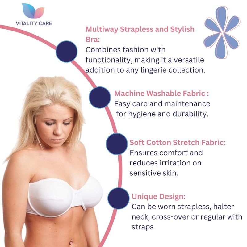 Vitality Care Strapless Multiway Crossover Halterneck Underwired Bra 34-42, A-DD