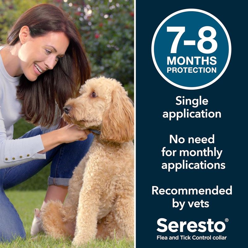 Seresto Cat Dog Flea Collar With Tick Control Adjustable 8 Month Protection, 1 Collar