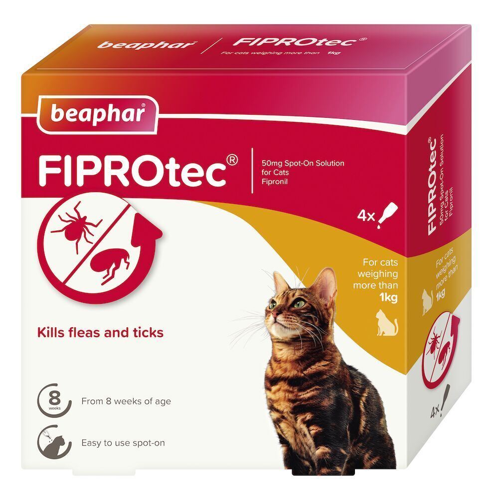 BEAPHAR Spot On Flea Tick Treatment CAT & DOG S M L XL - 1 4 6 Pipettes FIPROTEC