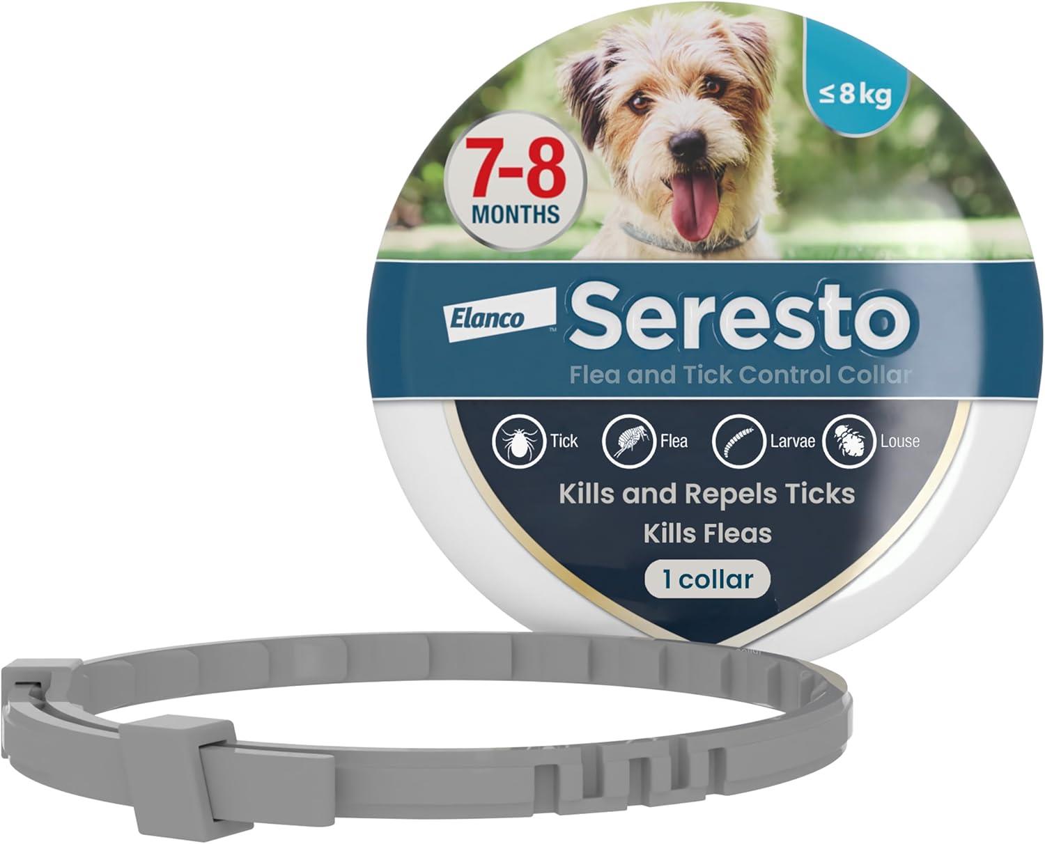 Seresto Cat Dog Flea Collar With Tick Control Adjustable 8 Month Protection, 1 Collar