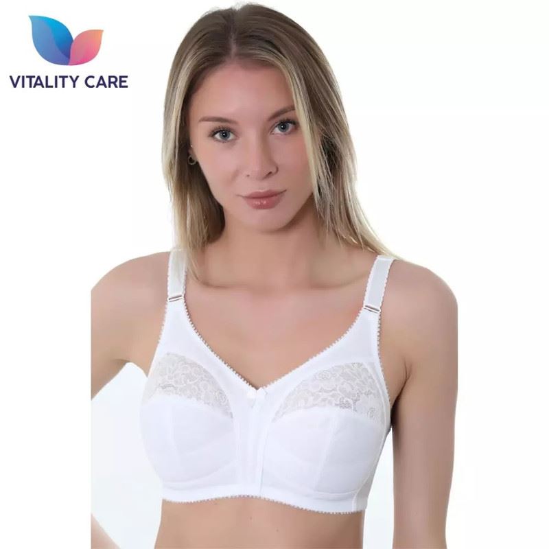 Ladies Full Cup Bra Non Wire Full Firm Support Lace Trim Plus Size Vitality Care