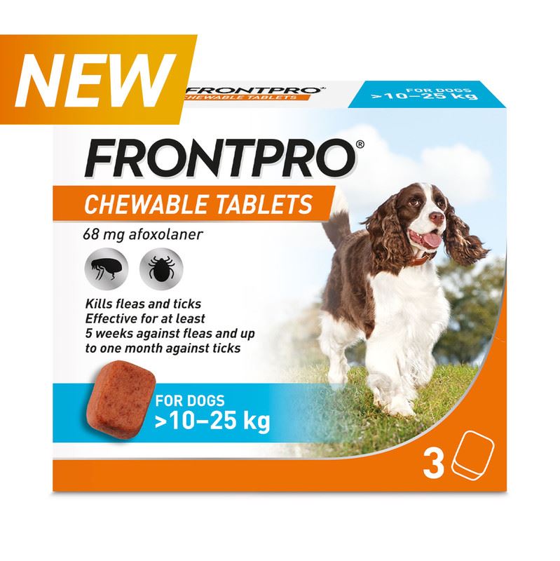 FRONTPRO Flea and Tick Chewable Tablets for Dogs Fast-Acting For S M L XL Dogs 3 Pack