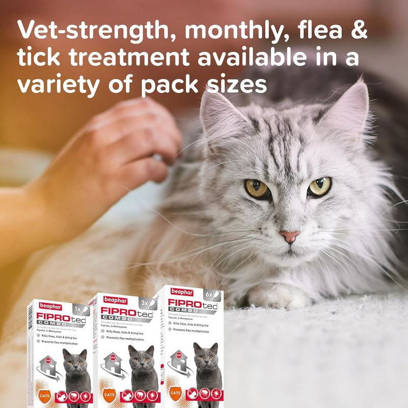 Beaphar FIPROtec COMBO Dog/Cat Flea and Tick Treatment Spot On Solution Effectiv