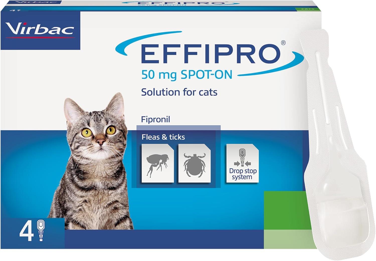 Effipro Spot On Flea Treatment AVM-GSL For Pets Cats & Dogs 4 Pipettes With Fipronil