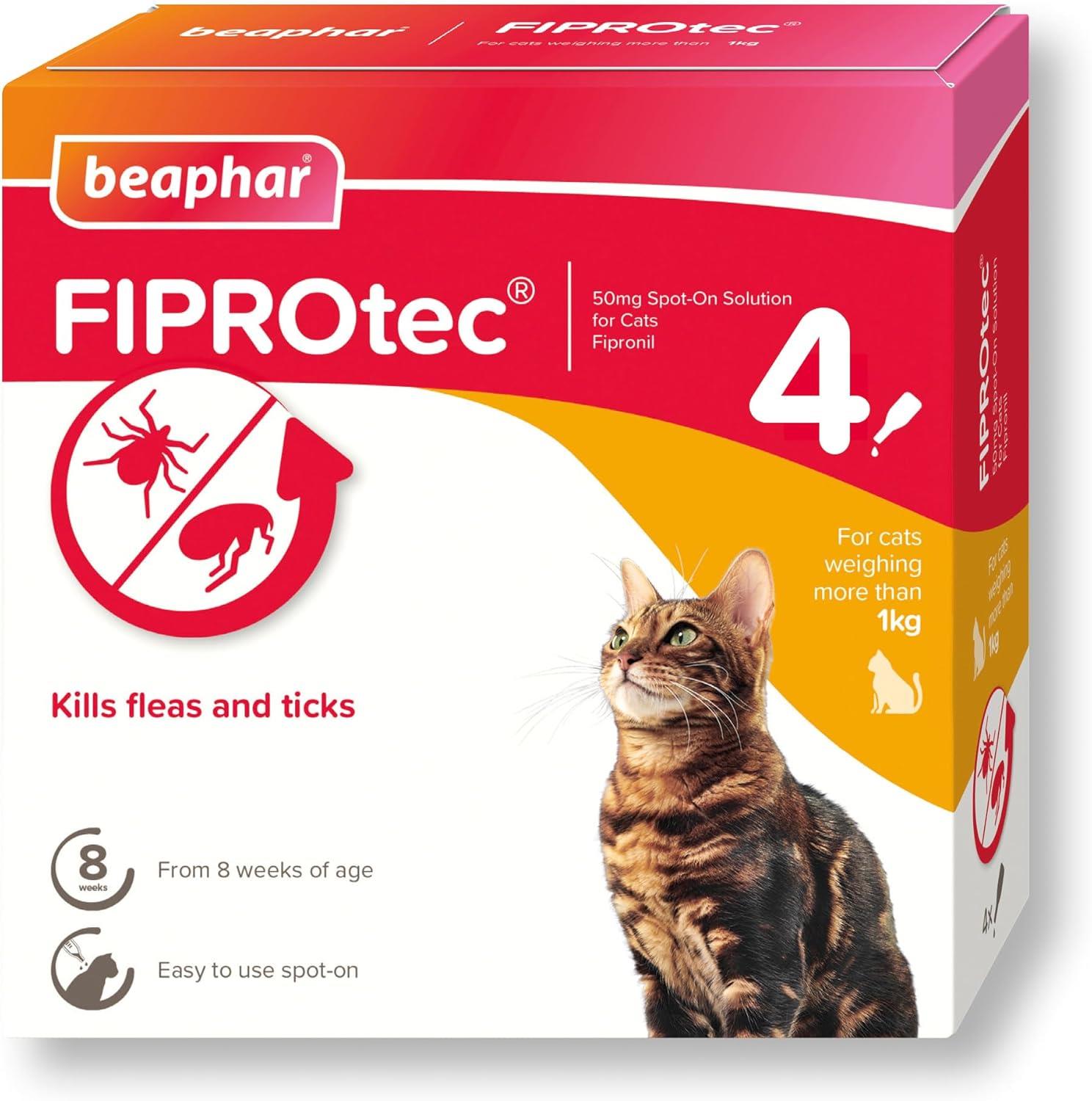 BEAPHAR Spot On Flea Tick Treatment CAT & DOG S M L XL - 1 4 6 Pipettes FIPROTEC