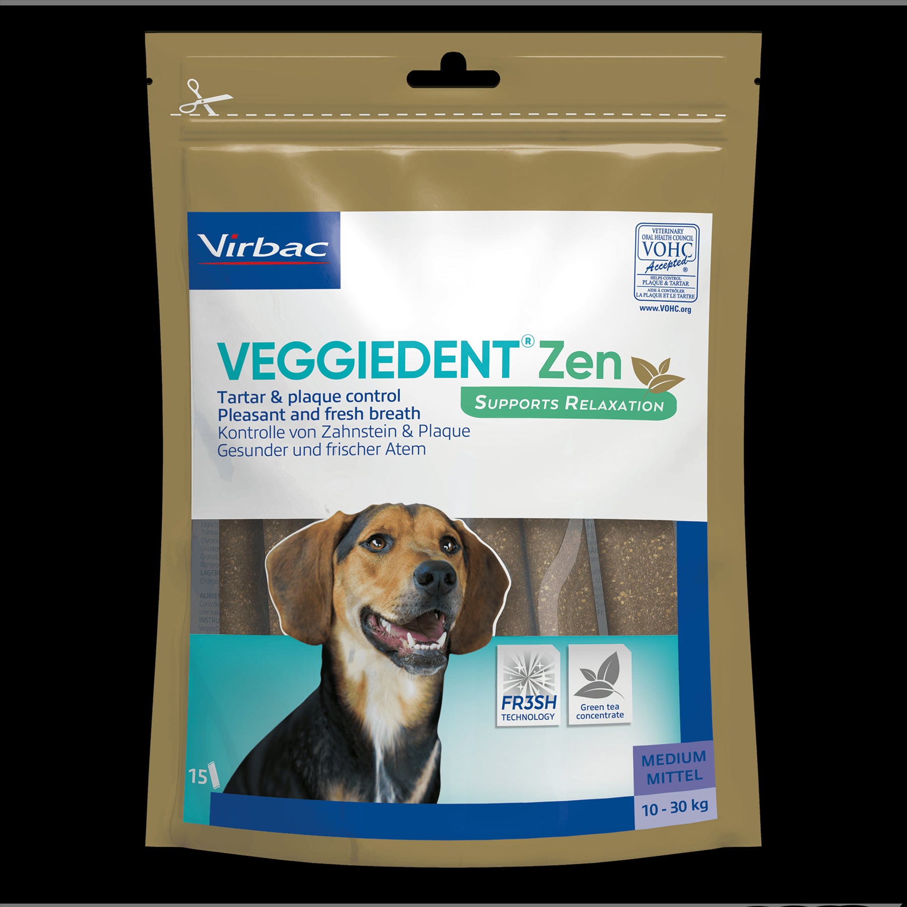 Virbac Veggiedent Zen 15 Dental Oral Care Dog Chews + Calming Anxiety Relief XS S M L
