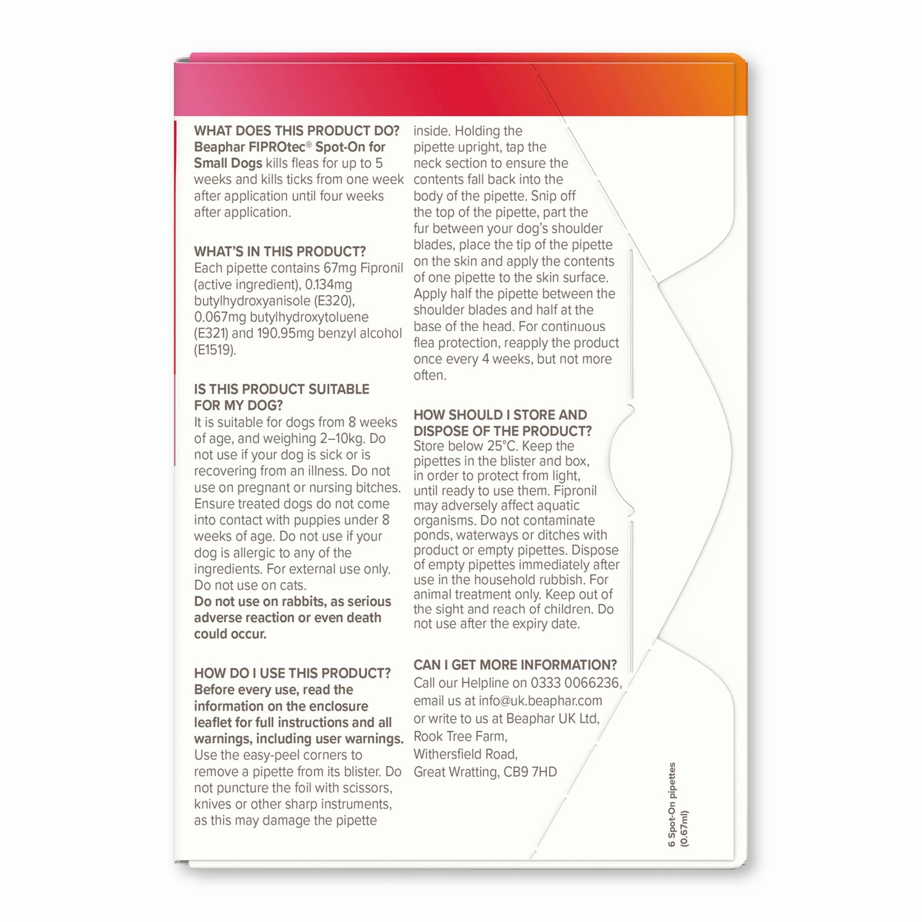 BEAPHAR Spot On Flea Tick Treatment CAT & DOG S M L XL - 1 4 6 Pipettes FIPROTEC