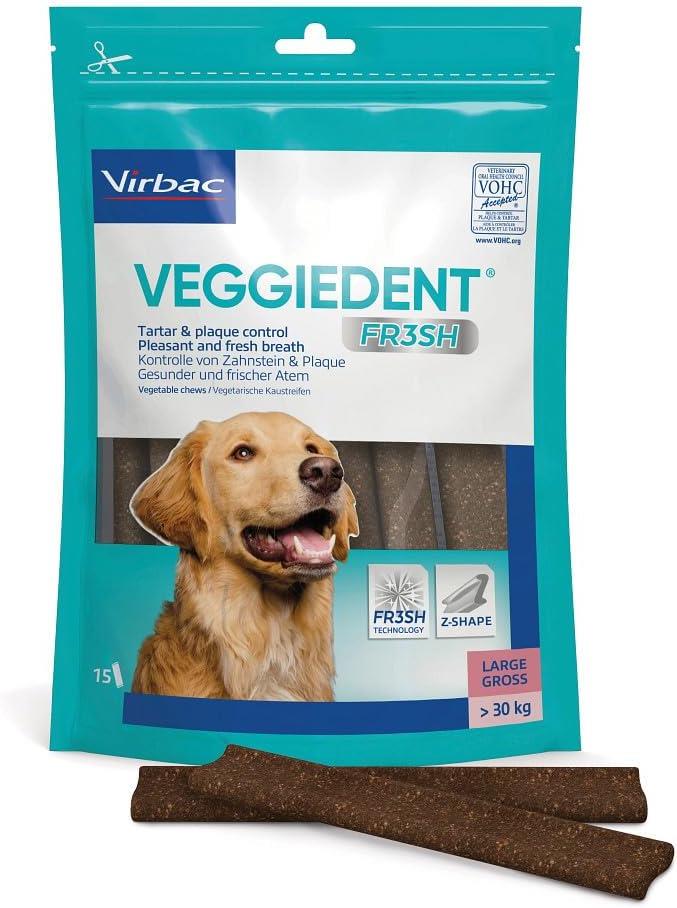 Virbac Veggiedent FR3SH Dental Chews for Dog Helps Clean Teeth & Freshen Breath, 15 Chews