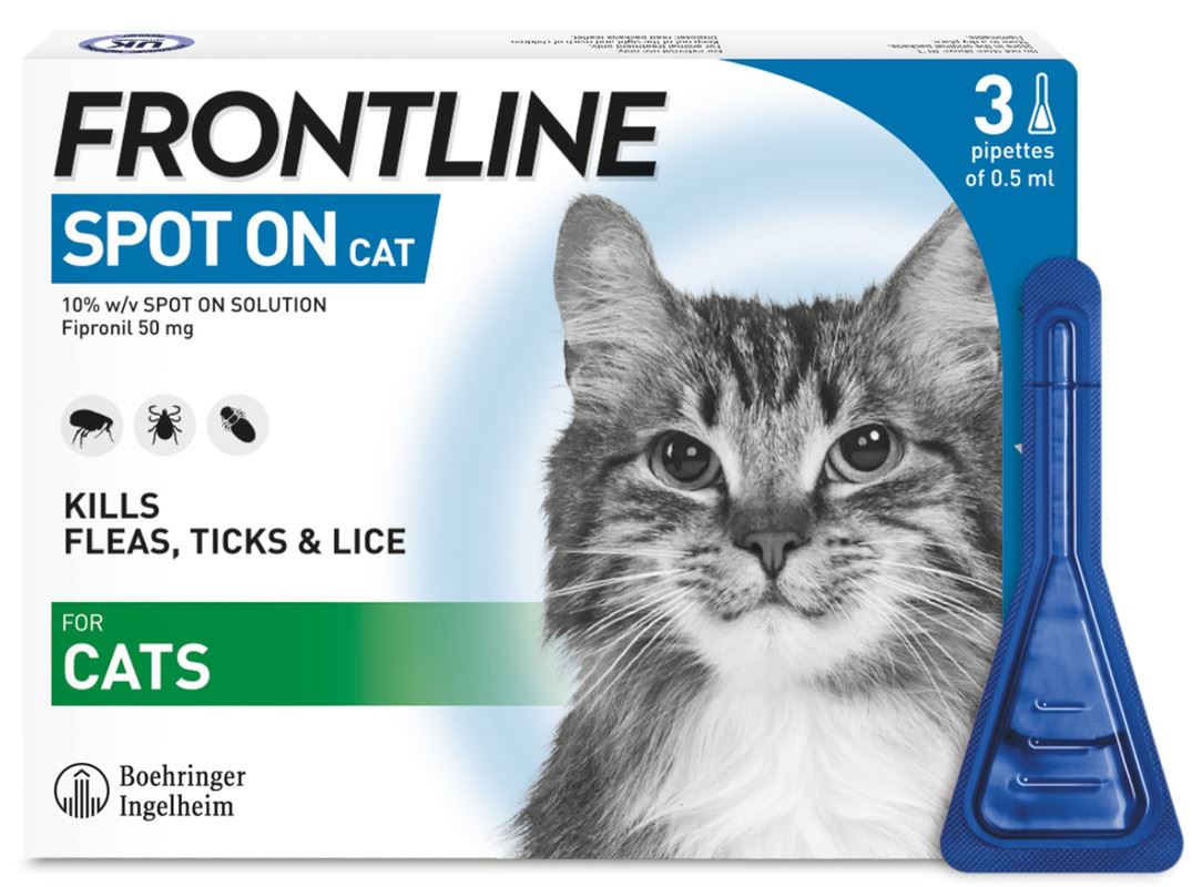 FRONTLINE SPOT ON Flea & Tick Treatment for Cat, Small (2-10kg), Medium Dog (10-20kg) and Large Dog (20-40kg) 1, 3, 6 Pipette Packs