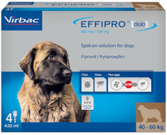 Effipro Duo Spot on Solutions For Cat S M L XL Dog 4 Pipettes per Pack