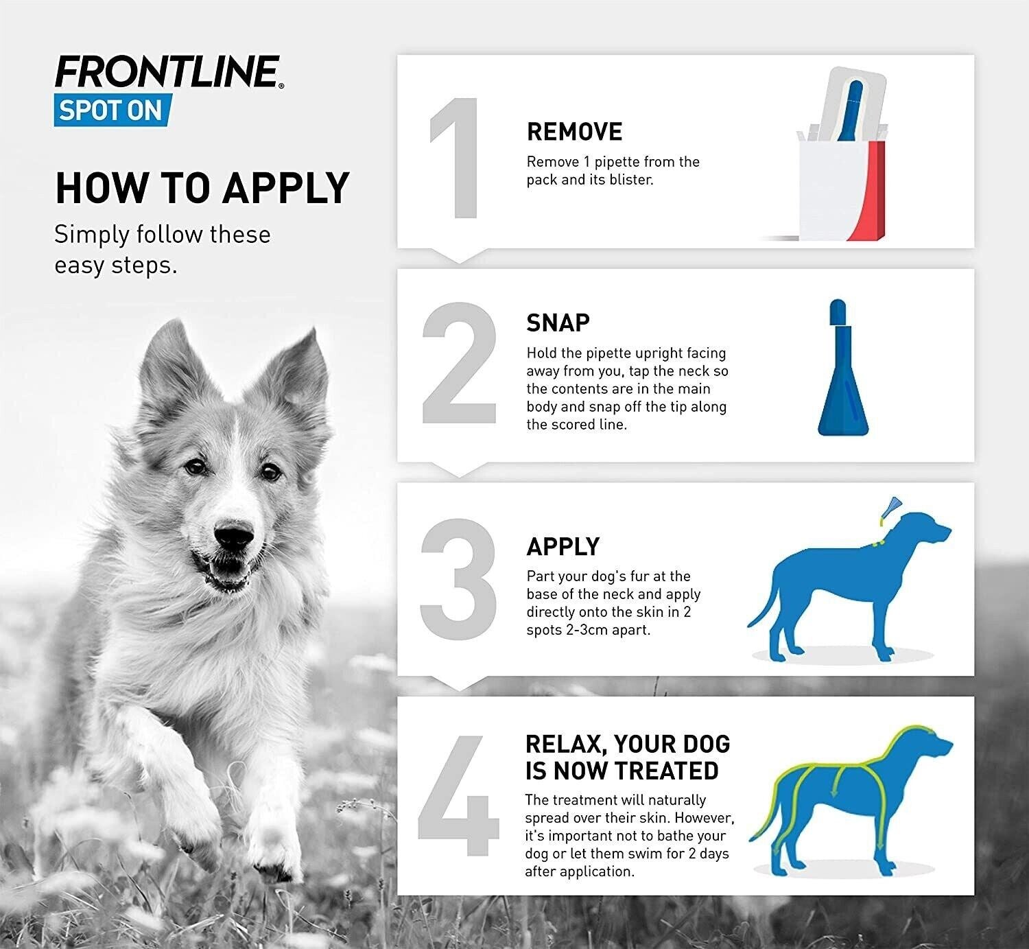 FRONTLINE SPOT ON Flea & Tick Treatment for Cat, Small (2-10kg), Medium Dog (10-20kg) and Large Dog (20-40kg) 1, 3, 6 Pipette Packs