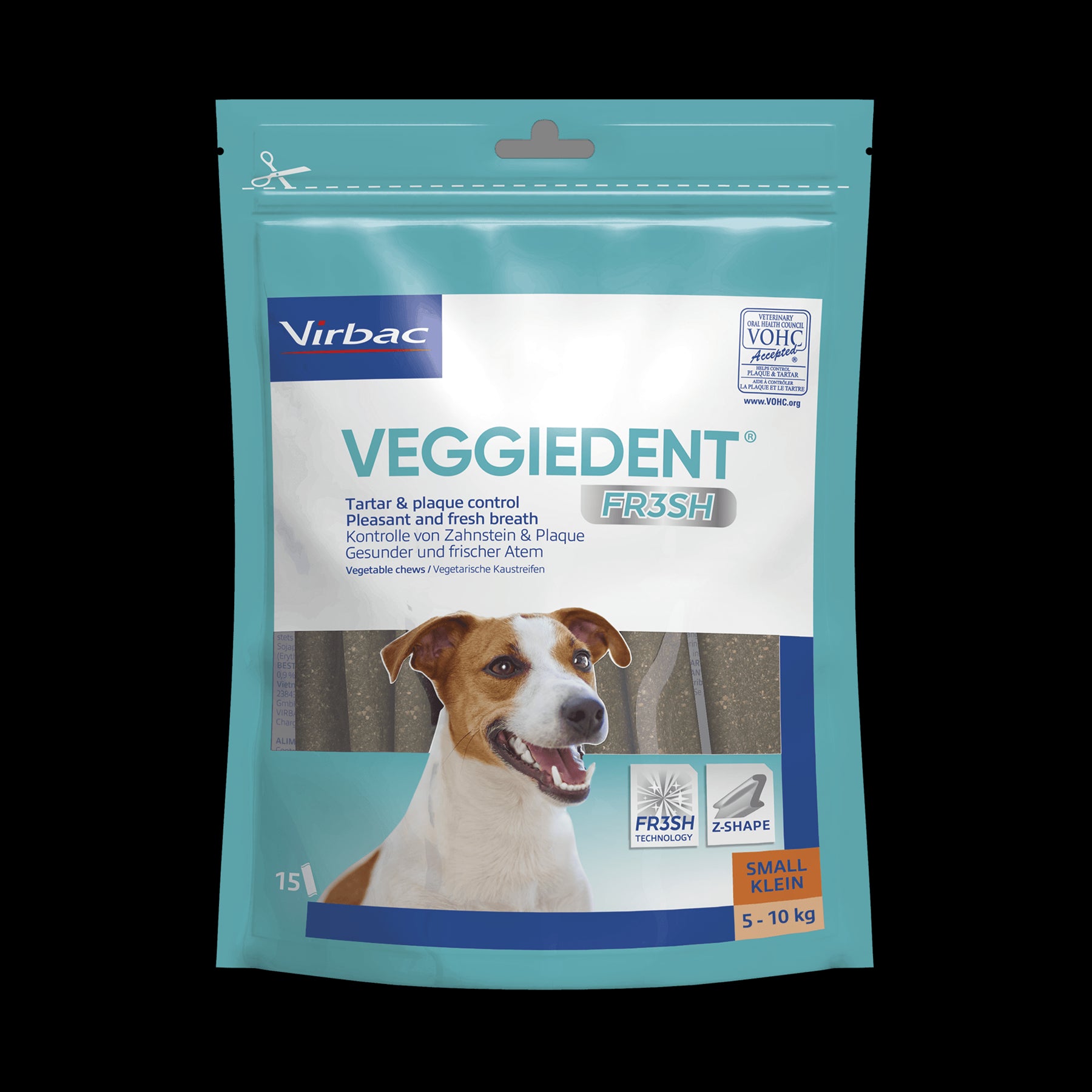 Virbac Veggiedent FR3SH Dental Chews for Dog Helps Clean Teeth & Freshen Breath, 15 Chews