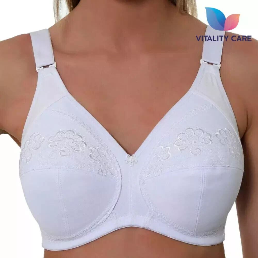 Ladies Plus Size Cotton Rich Full Cup Bra Non Wired Non Padded by Vitality Care