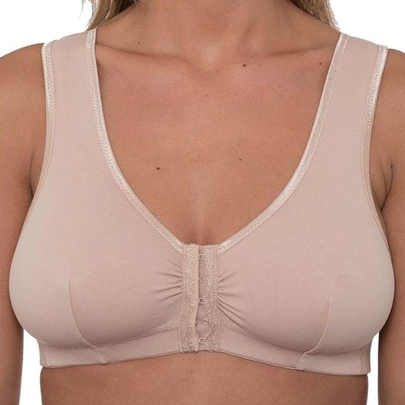 Vitality Care Mastectomy Bra Front Fastening Bra with Pockets Cotton Rich Wirefree Post Surgery Non Wired Soft Stretch for Ladies Women Regular to Plus Sizes Easy Open Comfort