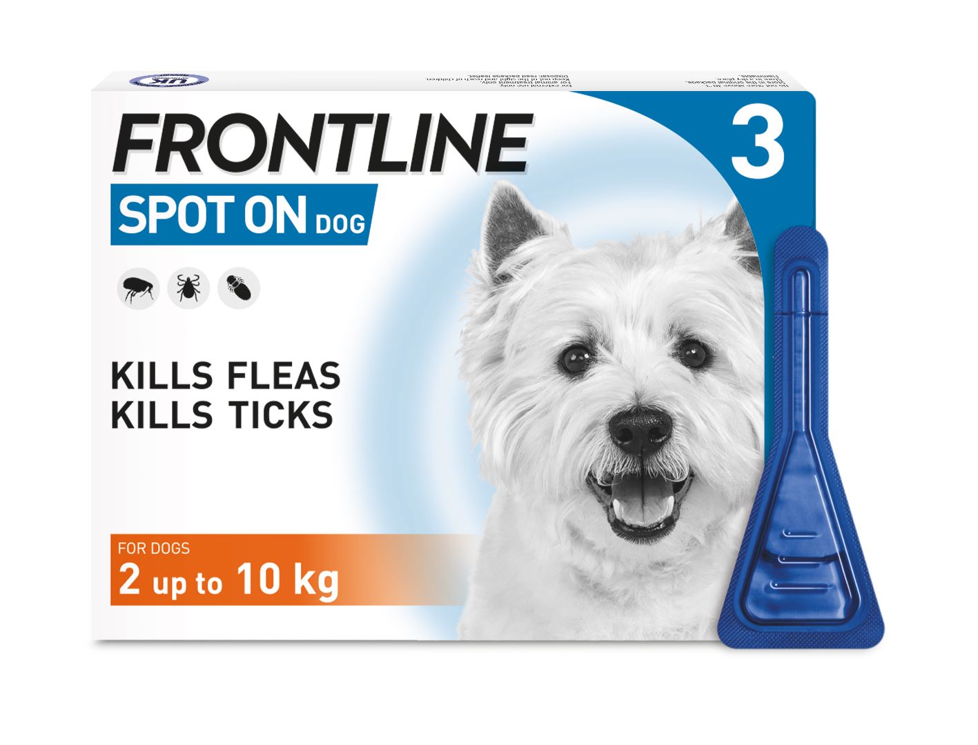 FRONTLINE SPOT ON Flea & Tick Treatment for Cat, Small (2-10kg), Medium Dog (10-20kg) and Large Dog (20-40kg) 1, 3, 6 Pipette Packs