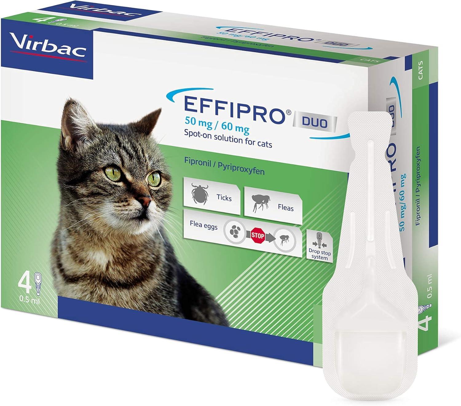 Effipro Duo Spot on Solutions For Cat S M L XL Dog 4 Pipettes per Pack